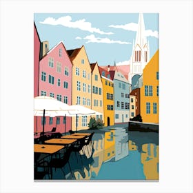 Trondheim, Norway, Flat Pastels Tones Illustration 1 Canvas Print