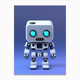 Robot On A Blue Background Canvas Print