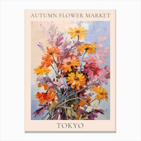 Autumn Flower Market Poster Tokyo Canvas Print