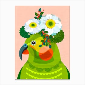 Parrot With Flowers 4 Canvas Print