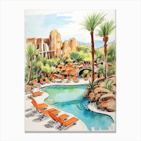 Sanctuary On Camelback Mountain Resort & Spa   Scottsdale, Arizona   Resort Storybook Illustration 3 Canvas Print