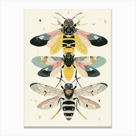 Colourful Insect Illustration Yellowjacket 4 Canvas Print