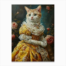 Cat In Medieval Gold Dress Rococo Inspired 2 Canvas Print