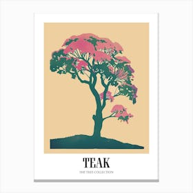 Teak Tree Colourful Illustration 1 Poster Canvas Print