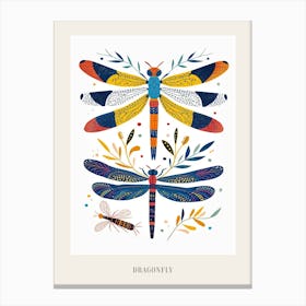 Colourful Insect Illustration Dragonfly 7 Poster Canvas Print