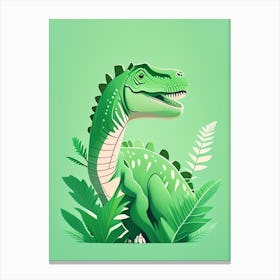 Allosaurus Fragilis Cute Mint Dinosaur Canvas Print