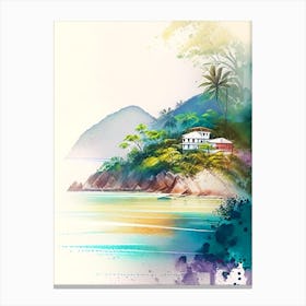 Ilhabela Brazil Watercolour Pastel Tropical Destination Canvas Print