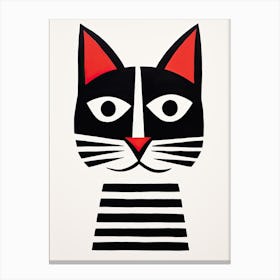 Cubist Cat Compositions: Minimalist Whiskered Artistry Canvas Print
