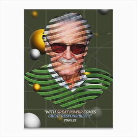 Quote In Ribbon Famous People Stan Lee ― With Great Power Comes Great Responsibility Canvas Print