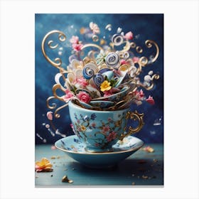 Teacup Full Of Flowers Canvas Print