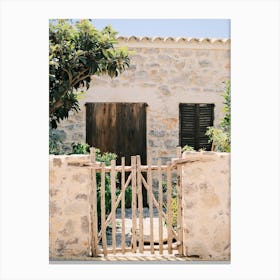 Ibiza House with brown door // Ibiza Travel Photography Canvas Print