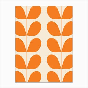 Mid Century Modern Leaf Print Orange Canvas Print