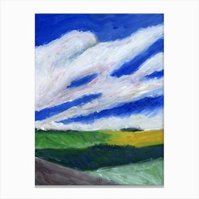 Rapeseed Field - landscape blye yellow green vertical nature sky clouds Anton Maliar painting Canvas Print