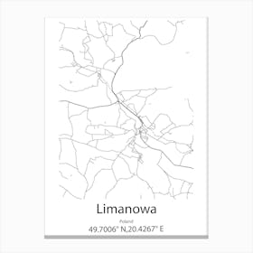 Limanowa,Poland Minimalist Map Canvas Print