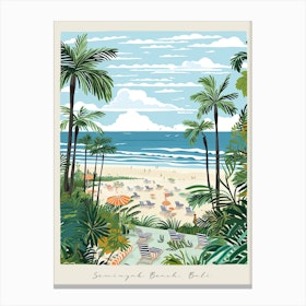Poster Of Seminyak Beach, Bali, Indonesia, Matisse And Rousseau Style 1 Canvas Print