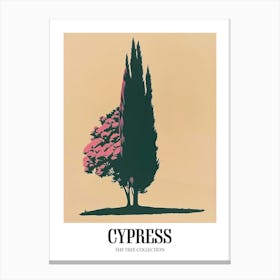 Cypress Tree Colourful Illustration 2 Poster Canvas Print