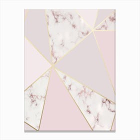 Rose Gold Baby Pink with Marble Abstract Shapes Canvas Print
