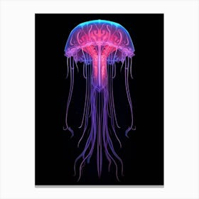 Mauve Stinger Jellyfish Neon Illustration 1 Canvas Print