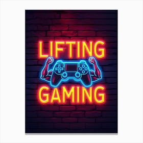 Lifting and Gaming Neon Sign Gaming Poster Canvas Wall Room Decor Canvas Print