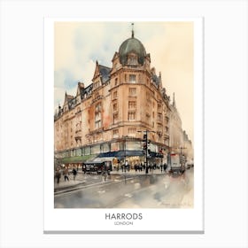 Harrods 4 Watercolour Travel Poster Canvas Print