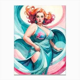 Portrait Of A Curvy Woman Wearing A Sexy Costume (25) Canvas Print