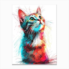 Colorful Cat Painting Canvas Print