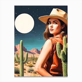 Cowgirl In The Desert Canvas Print