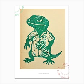 Lizard In A Floral Shirt Block 3 Poster Canvas Print