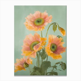 Sunflowers Flowers Acrylic Painting In Pastel Colours 11 Canvas Print