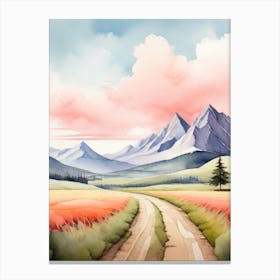 Tranquil Mountains In Minimalist Watercolor Vertical Composition 20 Canvas Print