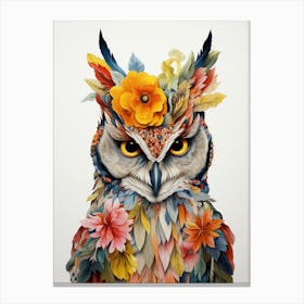 Bird With A Flower Crown Eastern Screech Owl 1 Canvas Print