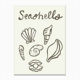 Seashell Doodles, Seashell Line Art, Minimalism Seashell Design 9 Canvas Print