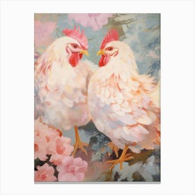 Pink Ethereal Bird Painting Chicken 4 Canvas Print