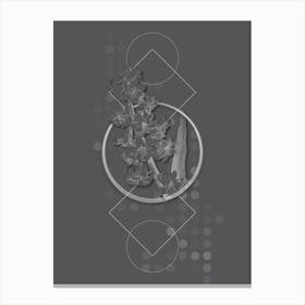 Vintage Oriental Hyacinth Botanical with Line Motif and Dot Pattern in Ghost Gray n.0284 Canvas Print