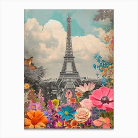 Paris   Floral Retro Collage Style 1 Canvas Print