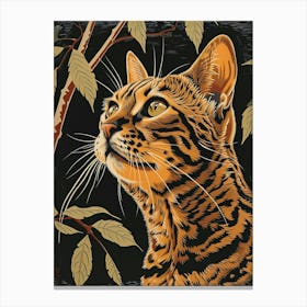 Bengal Cat Relief Illustration 4 Canvas Print