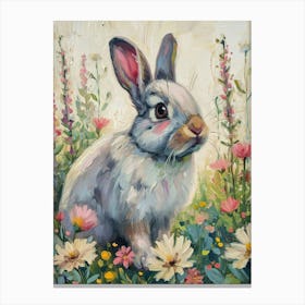 English Silver Rabbit Painting 1 Canvas Print
