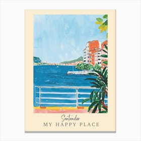 My Happy Place Santander 5 Travel Poster Canvas Print