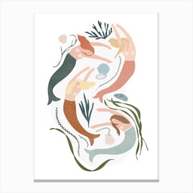 Mermaids Neutral Canvas Print