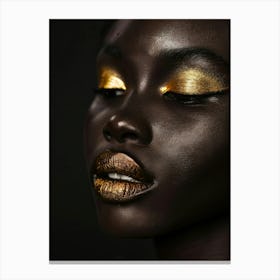 Black Woman With Gold Makeup 1 Canvas Print