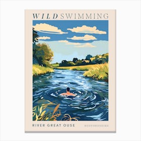 Wild Swimming At River Great Ouse Bedfordshire 1 Poster Canvas Print