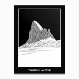 Cadair Idris Mountain Line Drawing 7 Poster Canvas Print