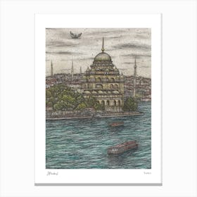 Istanbul Turkey Drawing Pencil Style 3 Travel Poster Canvas Print