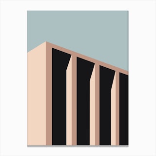 Bauhaus Architecture Day 3 Blue Canvas Print