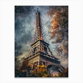 Eiffel Tower Paris France Oil Painting Style 7 Canvas Print