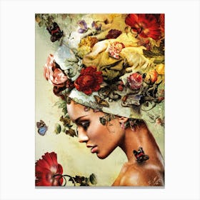 Woman With Flowers On Her Head 5 Canvas Print