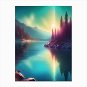 Sunset Over The Lake 8 Canvas Print