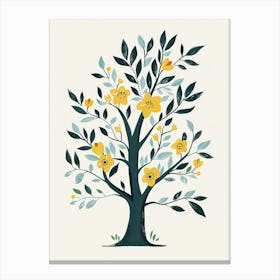 Pecan Tree Flat Illustration 6 Canvas Print