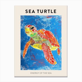 Detailed Sea Turtle Crayon Scribble Poster 2 Canvas Print