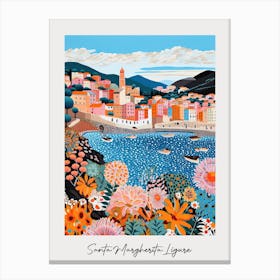 Poster Of Santa Margherita Ligure, Italy, Illustration In The Style Of Pop Art 1 Canvas Print